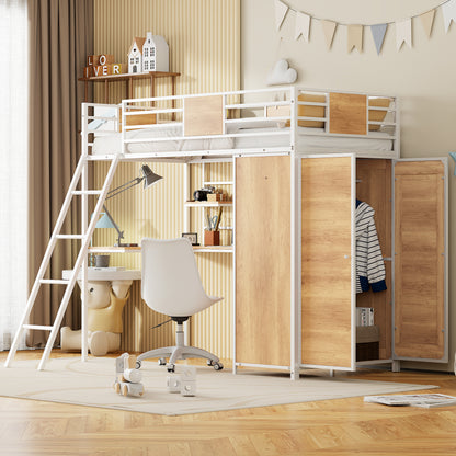 Twin Loft Bed with Desk Gray
