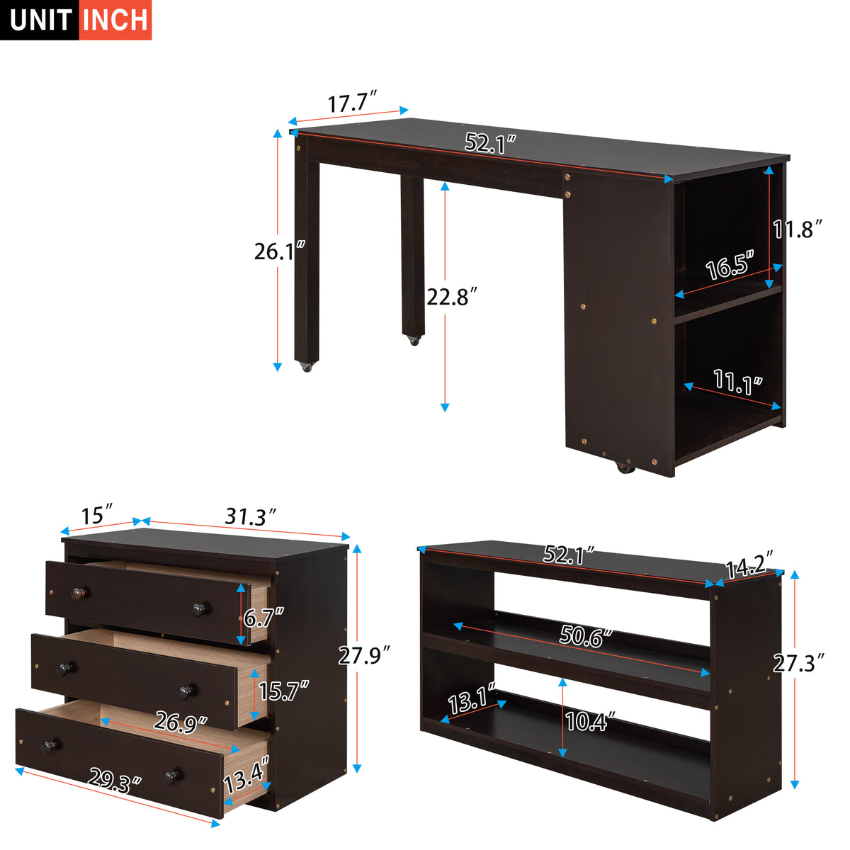 Full Loft Bed with Cabinet Espresso