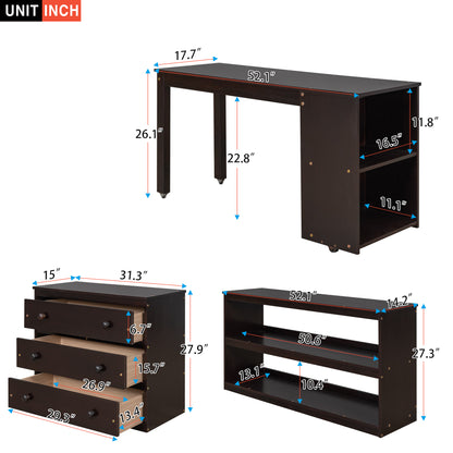Full Loft Bed with Cabinet Espresso