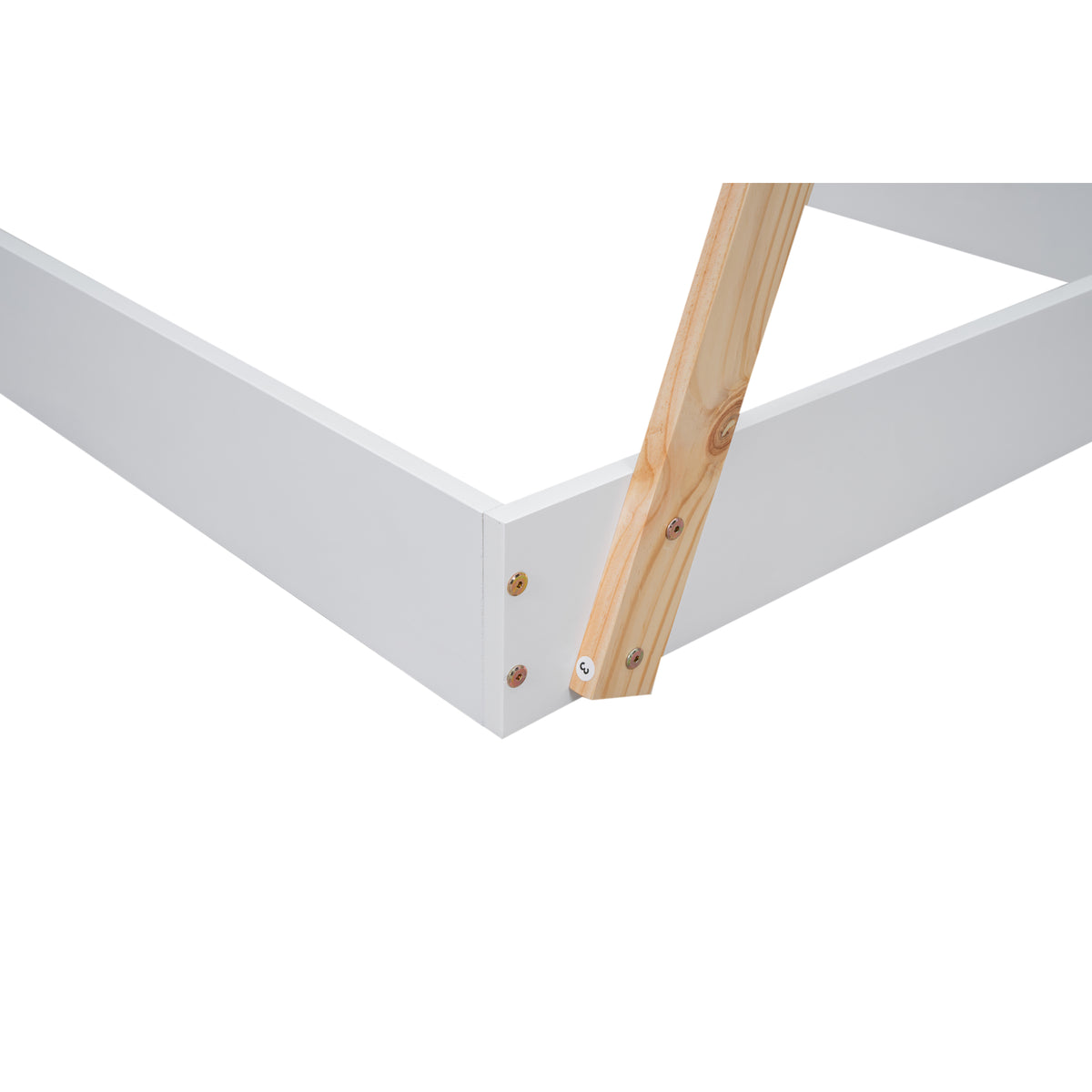 Twin Tent Floor Bed – White Natural Finish