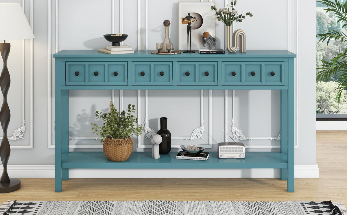 Rustic Turquoise Entryway Console Table – 60”