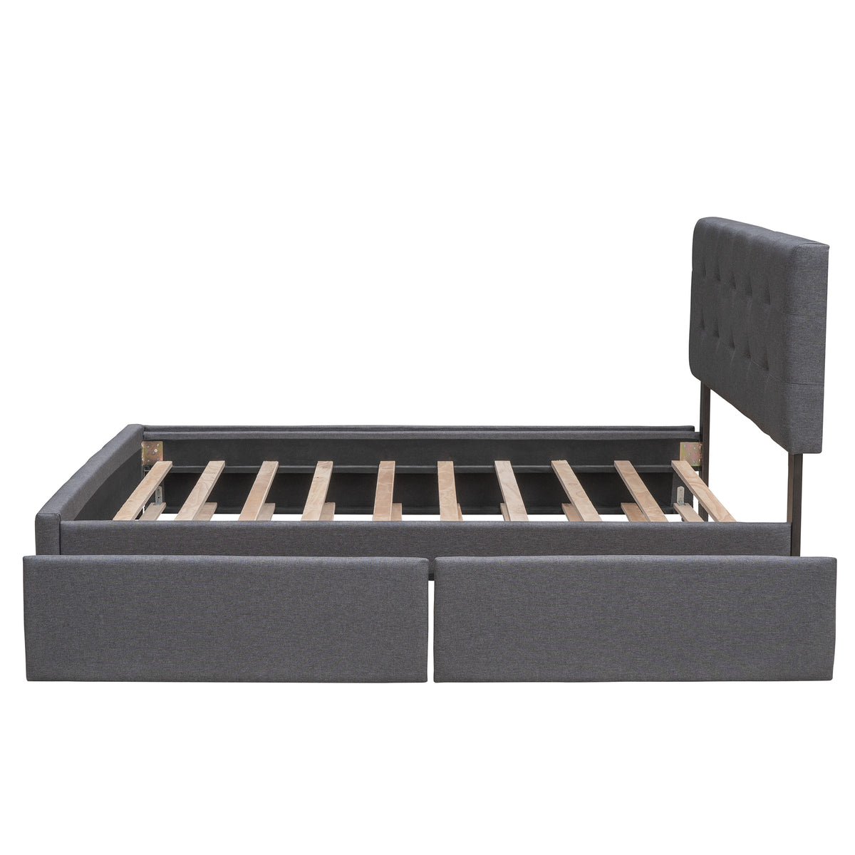Upholstered Platform Bed Queen Dark Gray