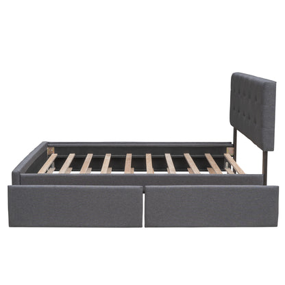Upholstered Platform Bed Queen Dark Gray