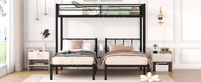 Triple Metal Bunk Bed Black