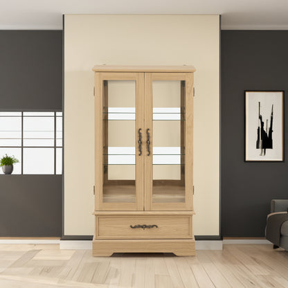 Oak Display Cabinet with Glass Frame