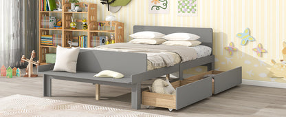 Full Bed with Bench Grey