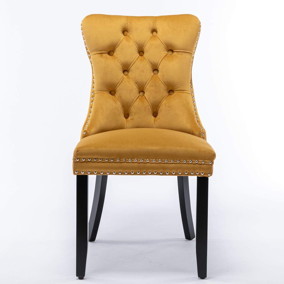 Tufted Velvet Dining Chair Set (2 pcs) – Gold