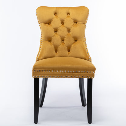 Tufted Velvet Dining Chair Set (2 pcs) – Gold