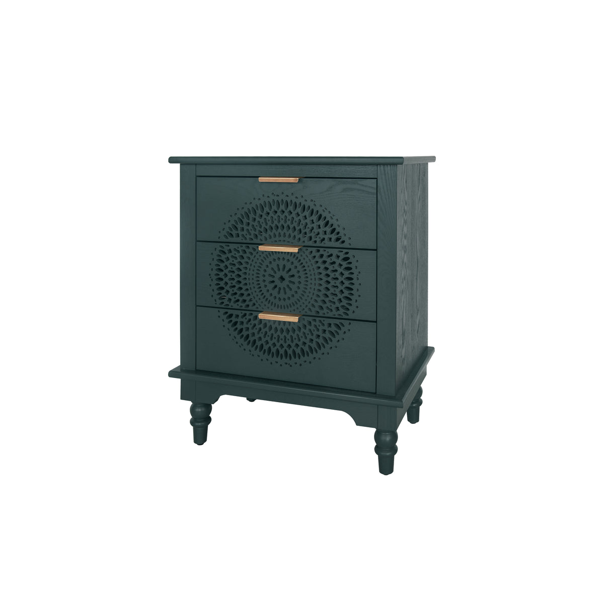 Carved Storage Chest with Metal Handles