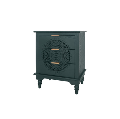 Carved Storage Chest with Metal Handles