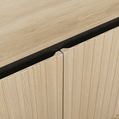 Engraved 3-Door Sideboard Cabinet with LED Lighting