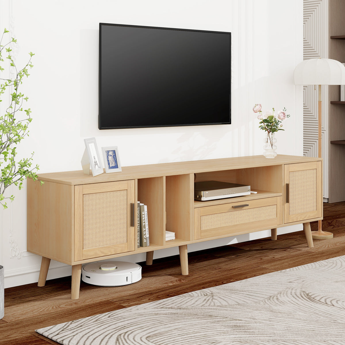 Rattan TV Console – Natural Brown