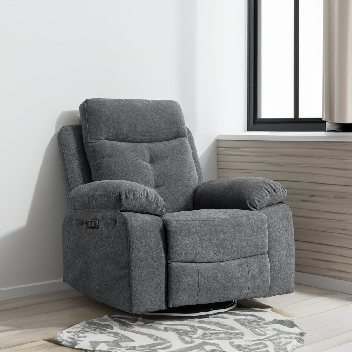 Electric Recliner Chair with LED Lighting Gray