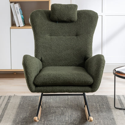 Plush Teddy Rocking Chair – Dark Green