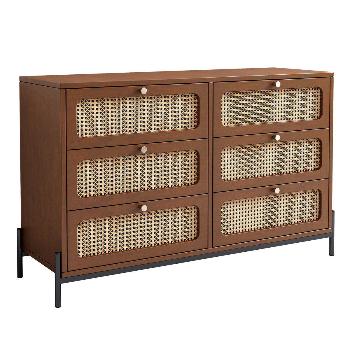 Modern Rattan Wood Closet – Walnut