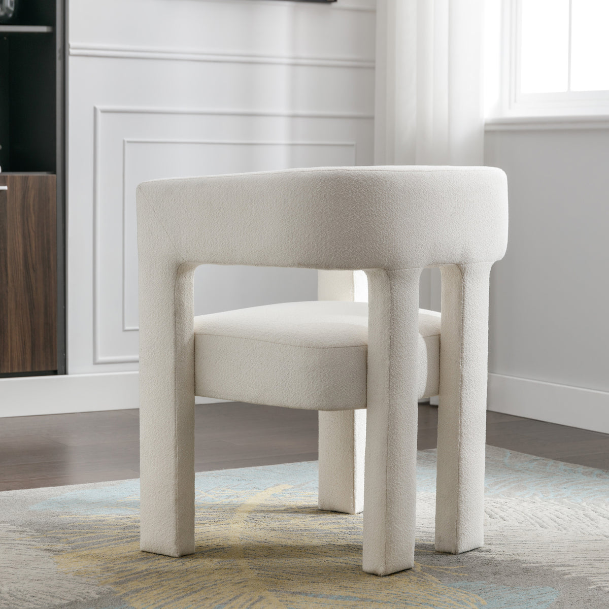 Contemporary Accent Chair Beige Upholstery
