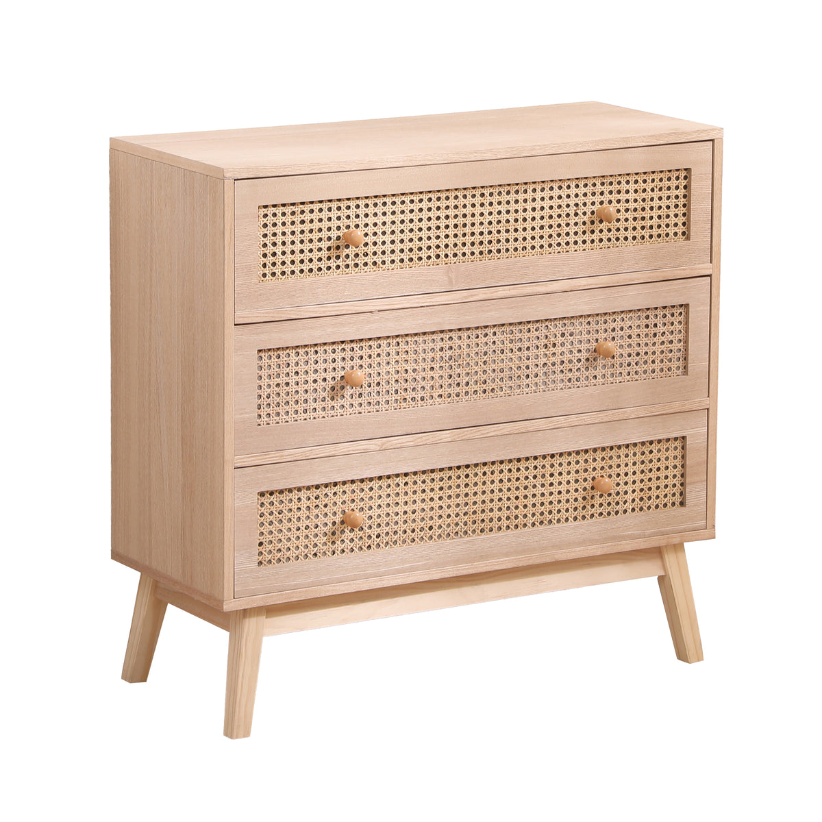 Rattan 3-Drawer Storage Cabinet Natural