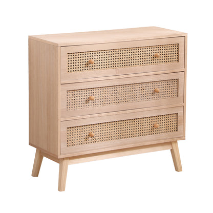 Rattan 3-Drawer Storage Cabinet Natural