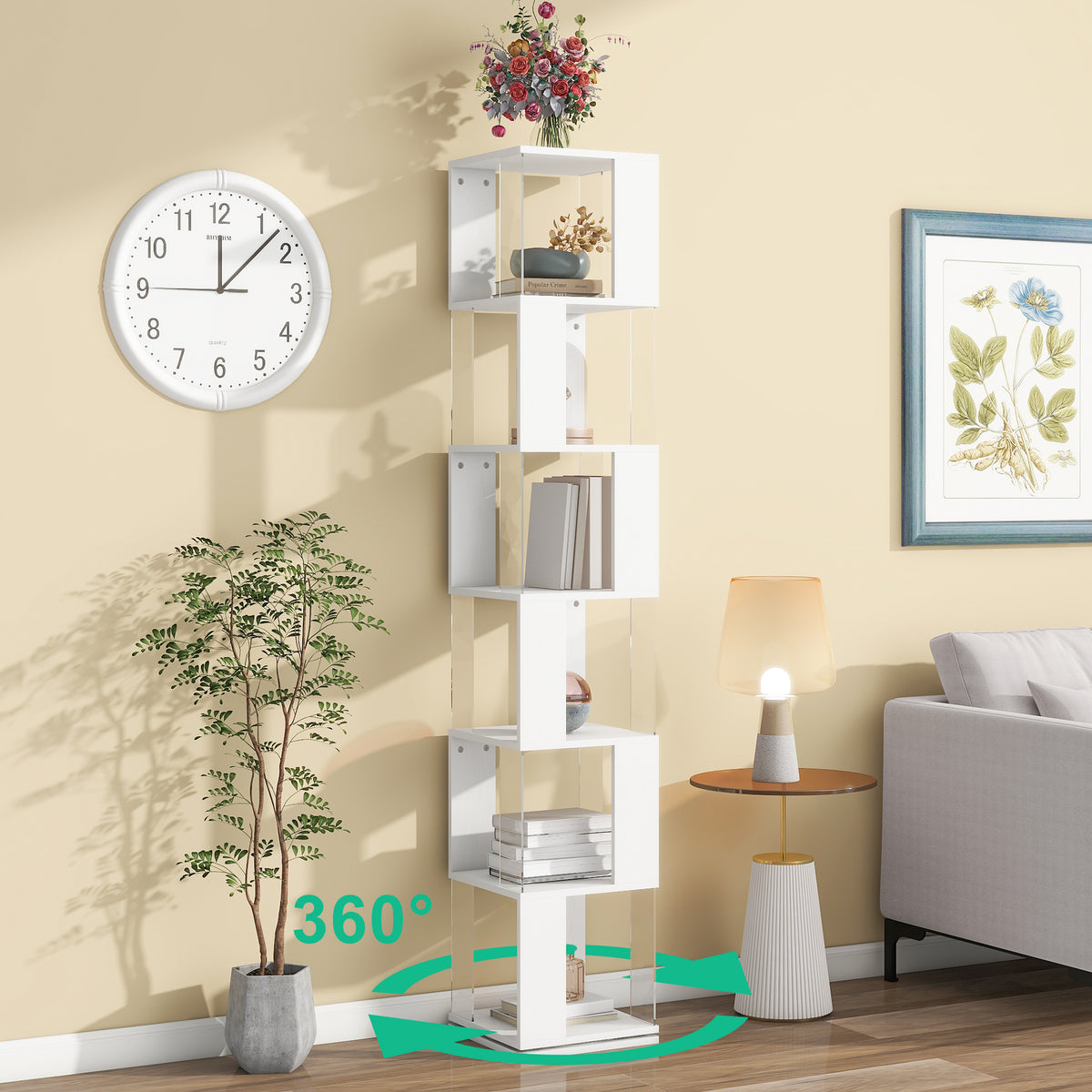 Rotating Acrylic Bookshelf Organizer