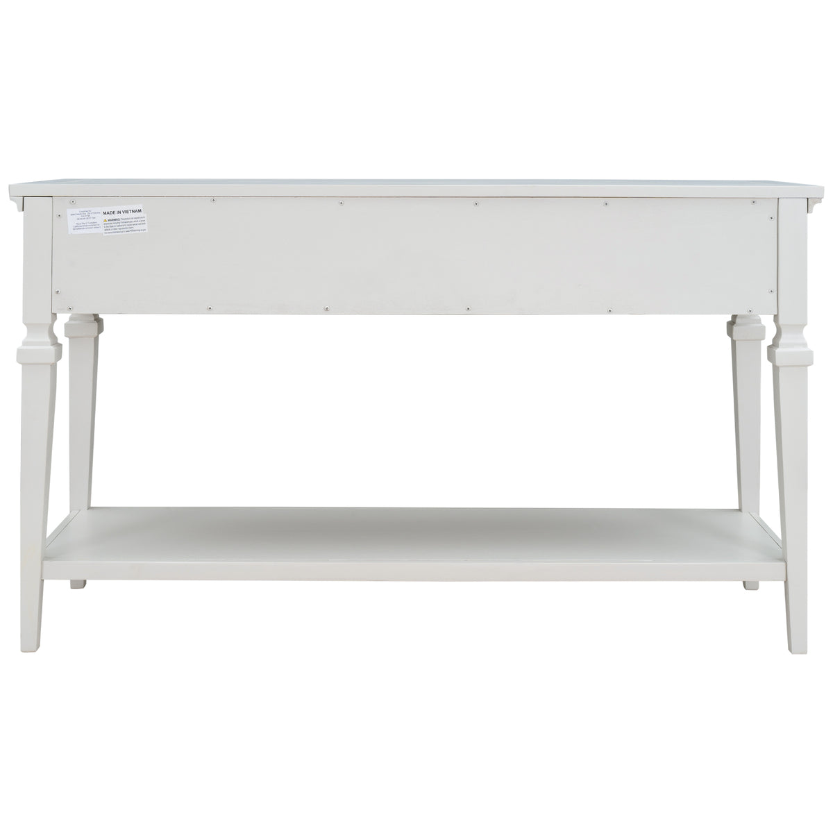 White Wood Console Table with Drawers