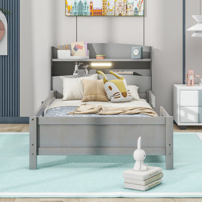 Wood Platform Bed Antique Gray
