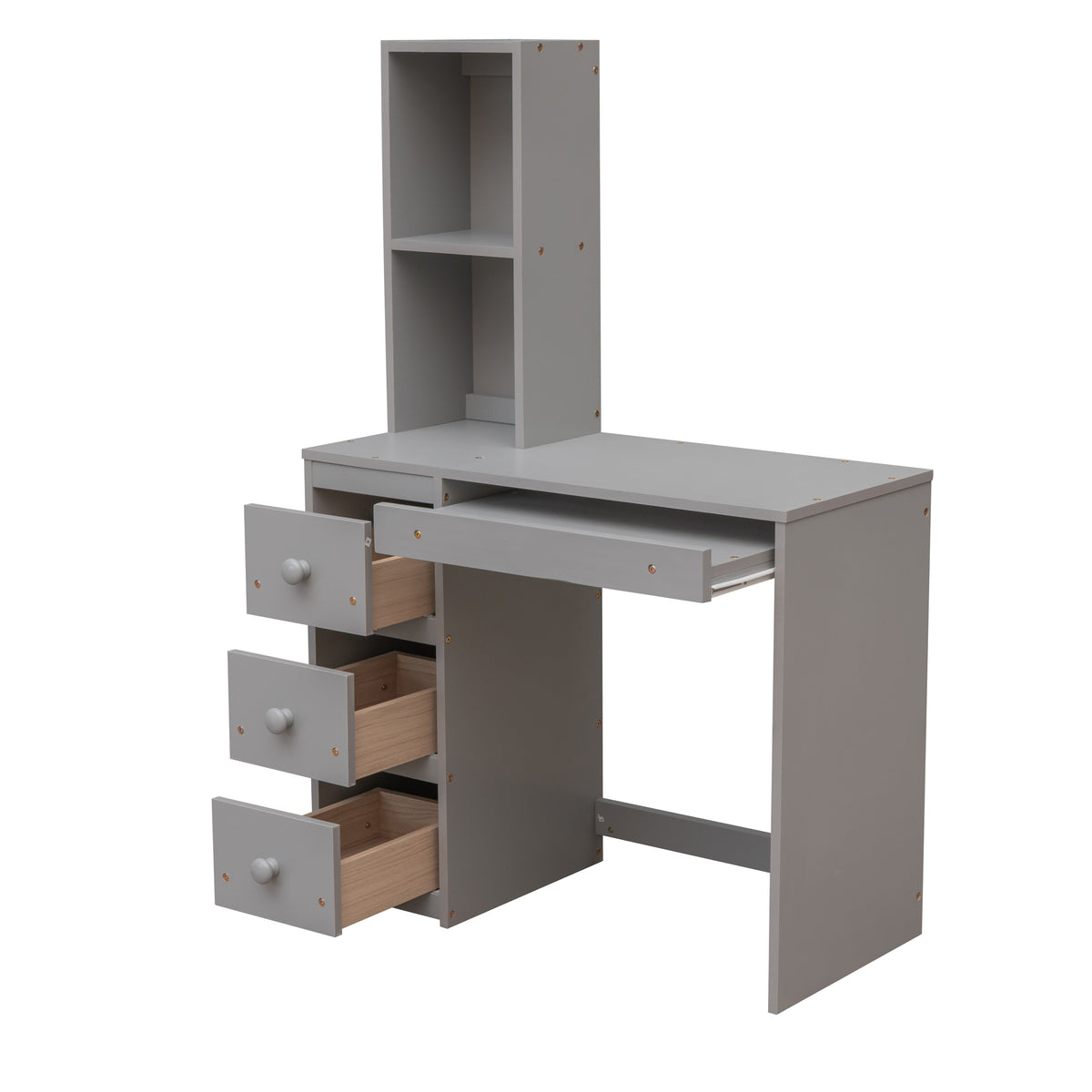 Twin Loft Bed with Storage Gray