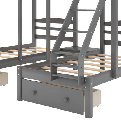 Full Triple Bunk Bed Gray