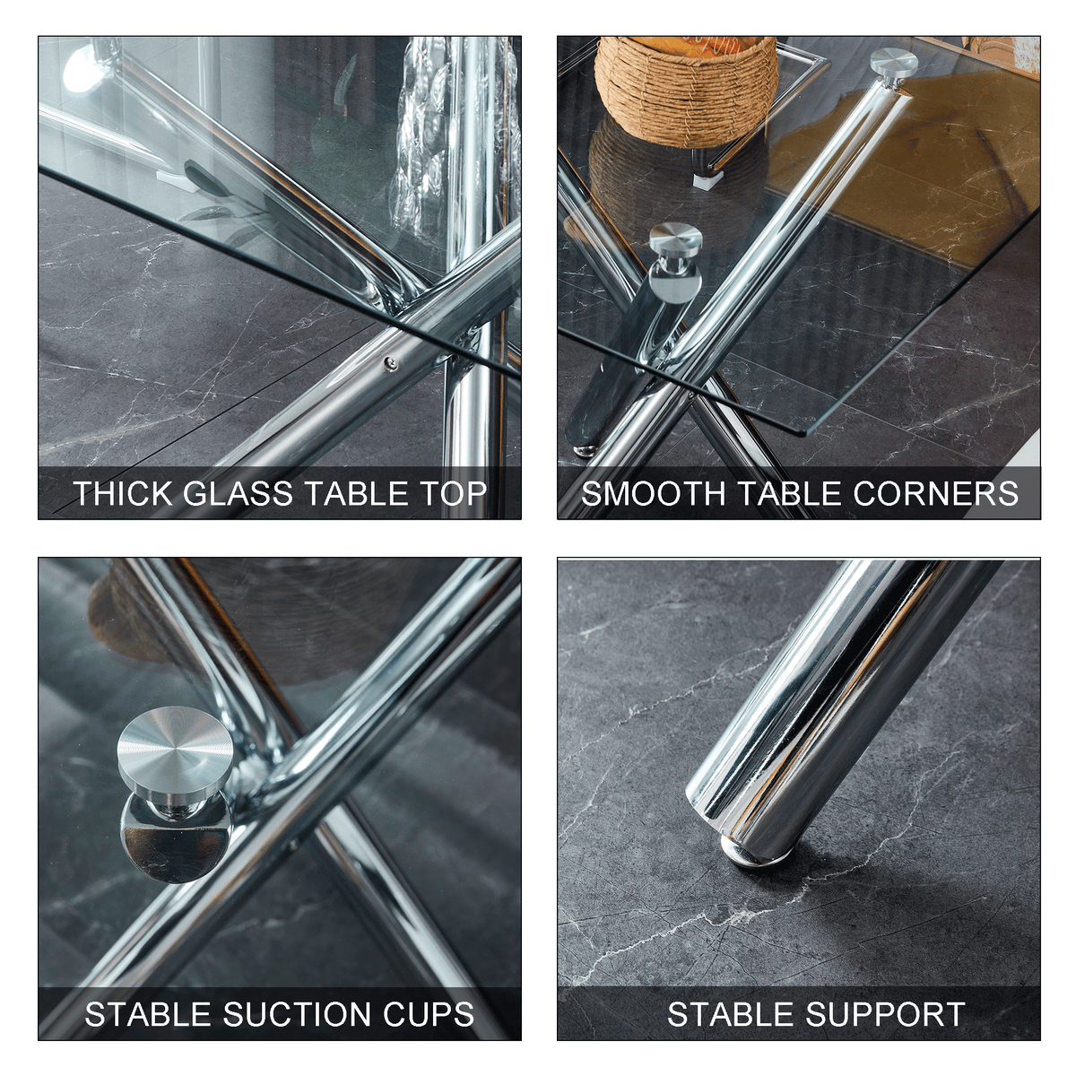 Modern Glass Dining Table – 71" Rectangular Table for 6-8 People
