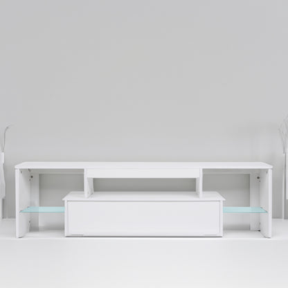 Modern LED TV Stand with Drawers – Gloss White