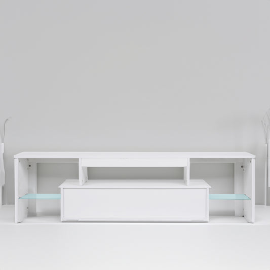 Modern LED TV Stand with Drawers – Gloss White