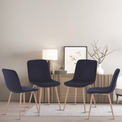 Set of 4 Black Dining Chairs Modern Design