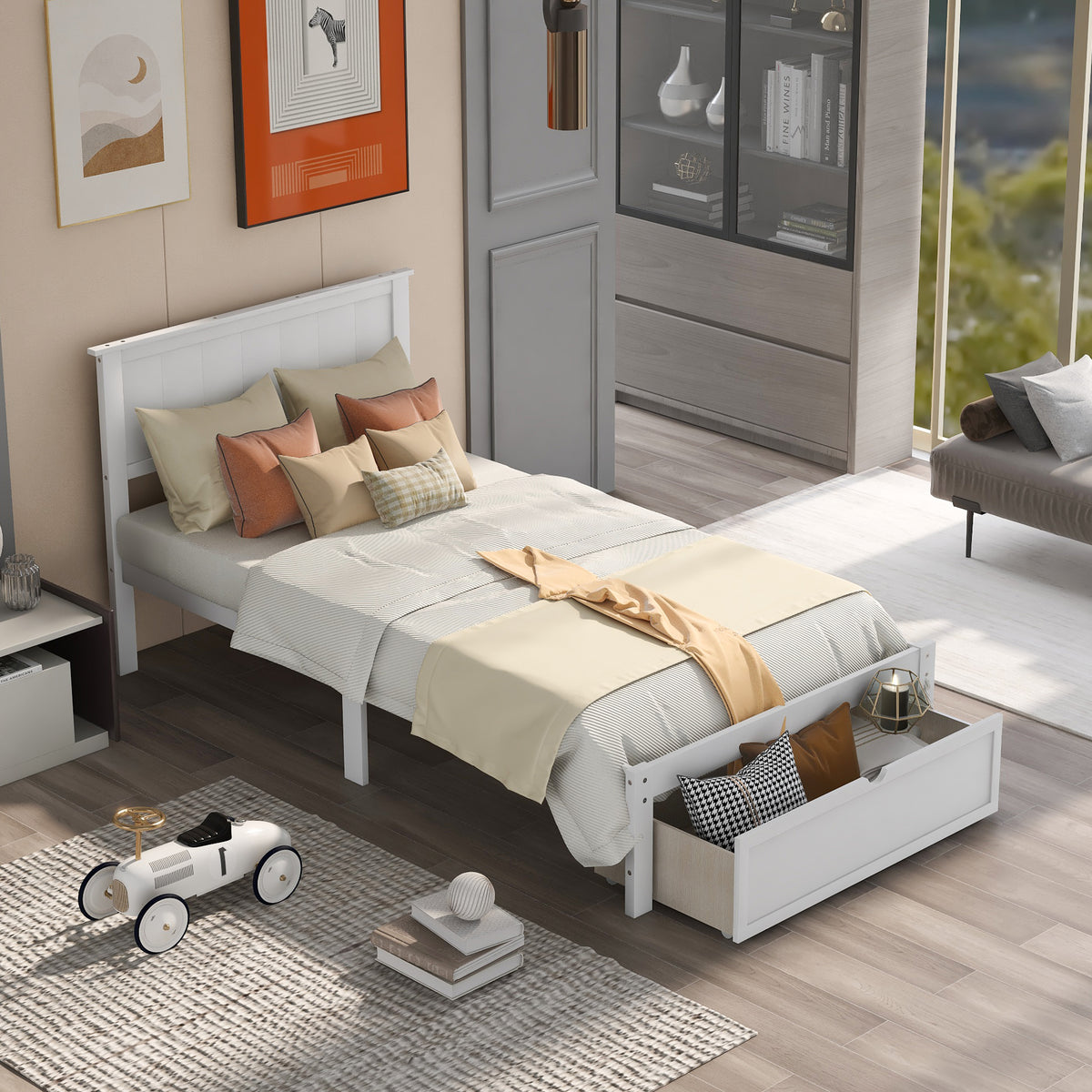 Twin Platform Bed White