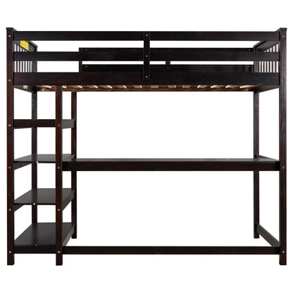 Twin Loft Bed with Storage Espresso Finish