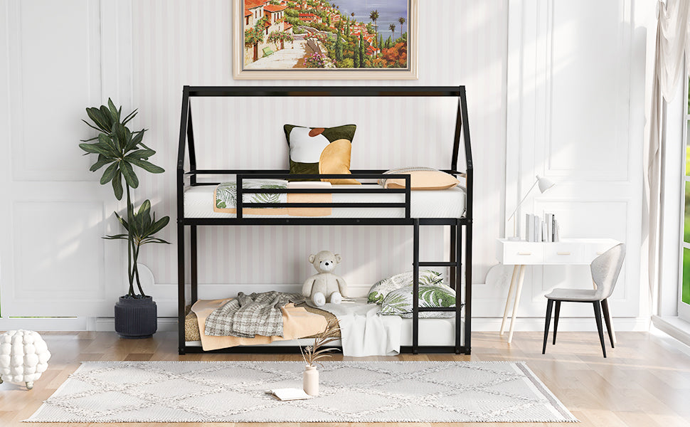 Twin House Bunk Bed Black