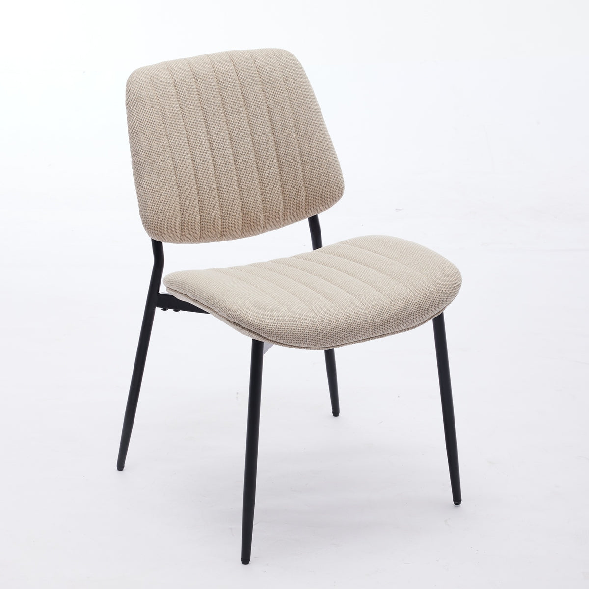 Beige 2-Piece Linen Dining Chair Set – Modern Retro Bentwood Back with Metal Legs