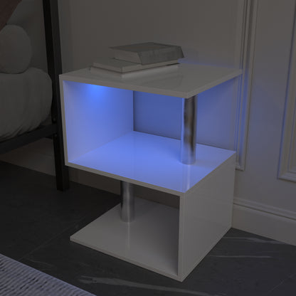 S-Shaped LED Coffee Table – Gloss White
