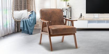 Medieval Wood Accent Chair with Thick Backrest
