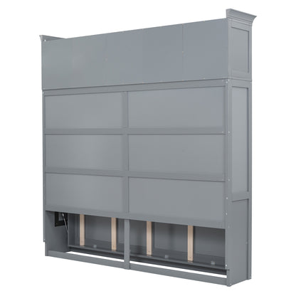 Gray Murphy Bed with Top Cabinets