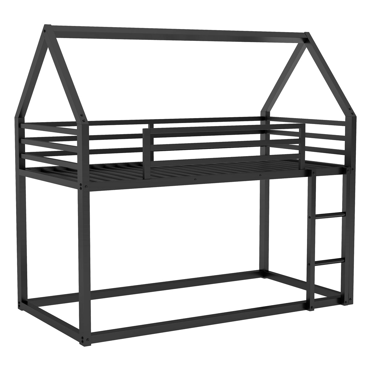 Twin House Bunk Bed Black