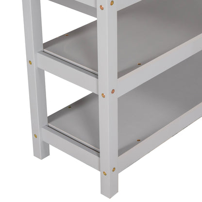 Twin Loft Bed with Storage Gray
