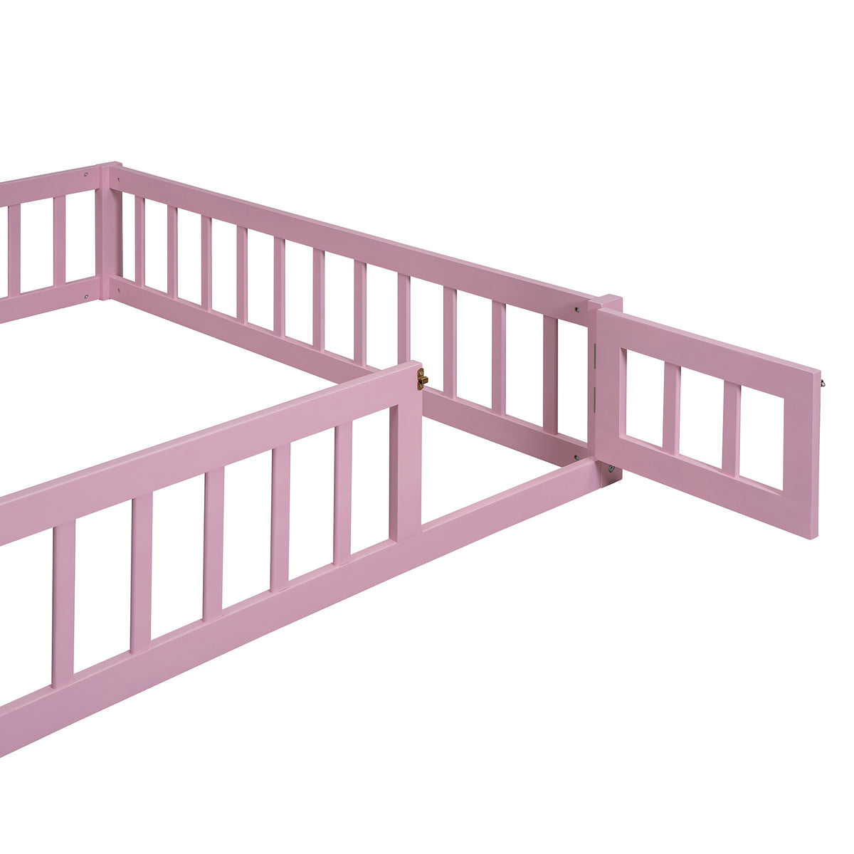 Full Wood Children’s Bed with Clothes Rack Pink