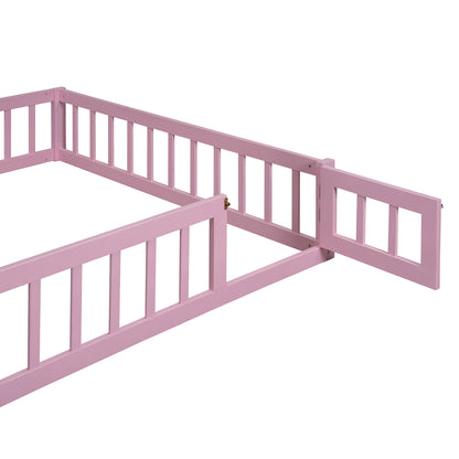 Full Wood Children’s Bed with Clothes Rack Pink