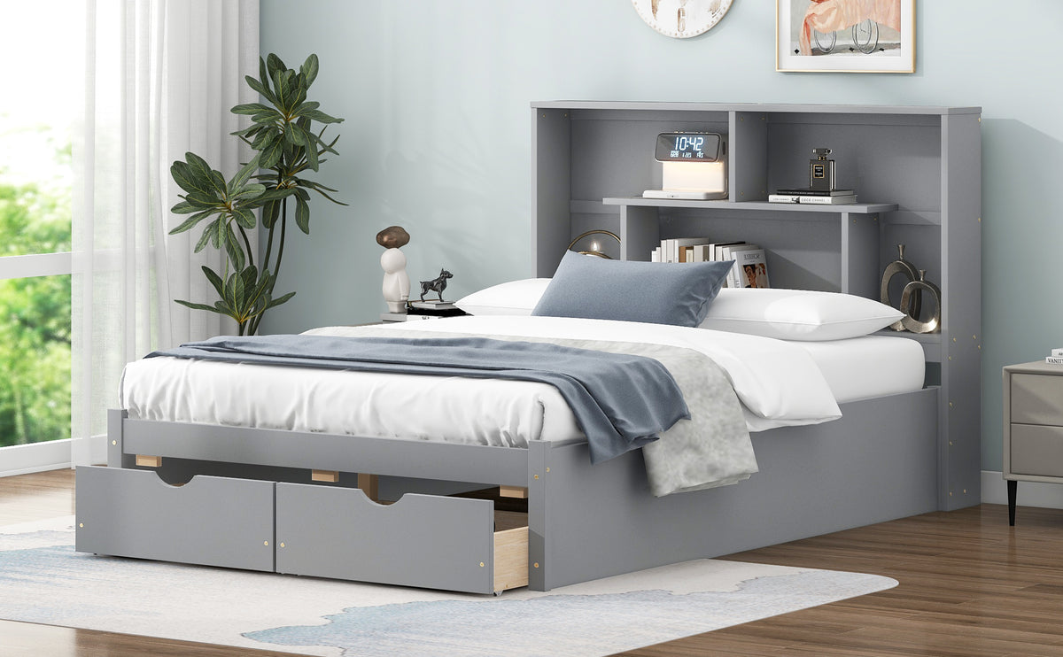 Full Platform Bed Gray