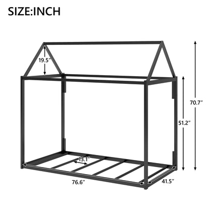 Metal House Twin Platform Bed – White Finish