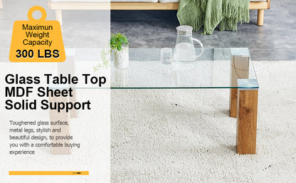 Glass-Top Coffee Table Set of 2 Transparent