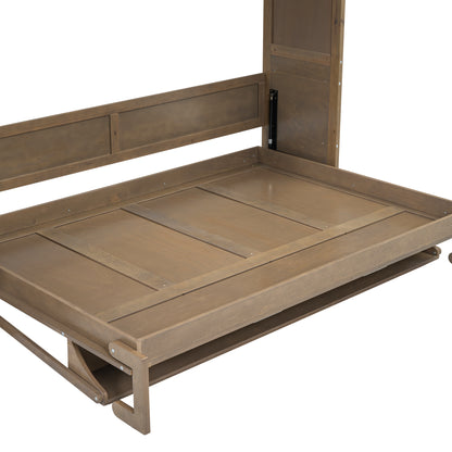 Antique Grey Murphy Bed with Storage Drawers