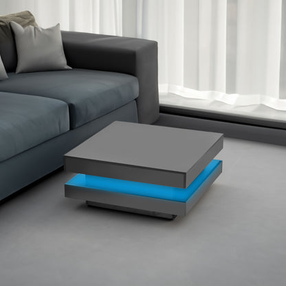 High Gloss Coffee Table with LED Lights Black