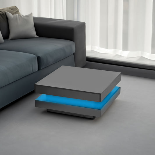 High Gloss Coffee Table with LED Lights Black