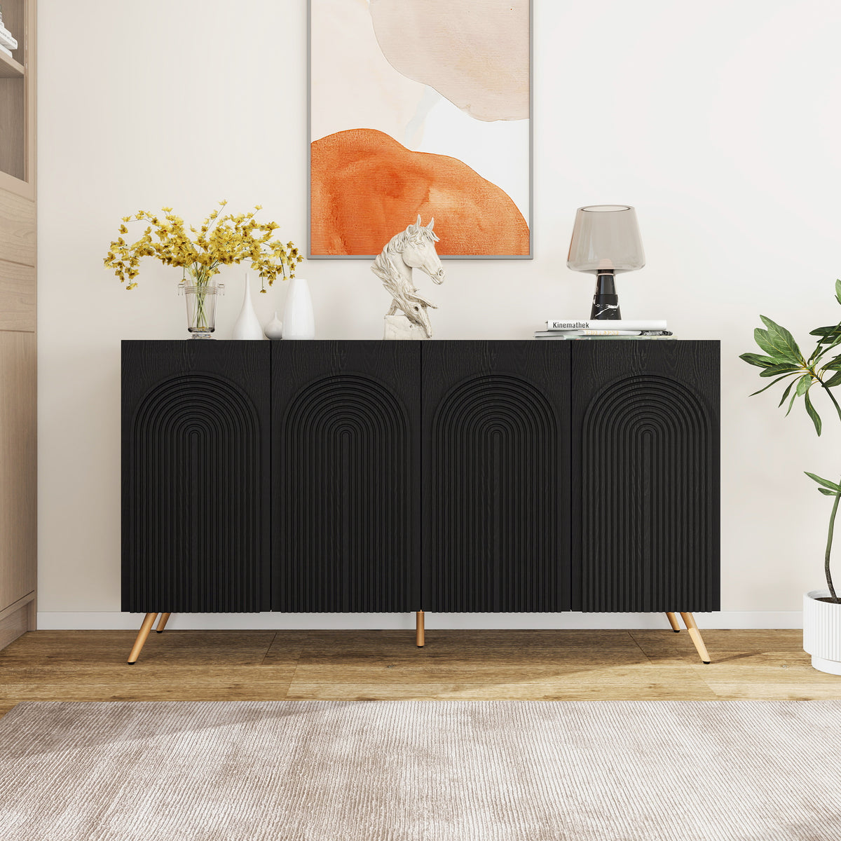 Arched 4-Door Buffet Cabinet