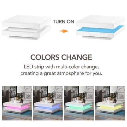 On-Trend White Gloss Coffee Table with LED Lights